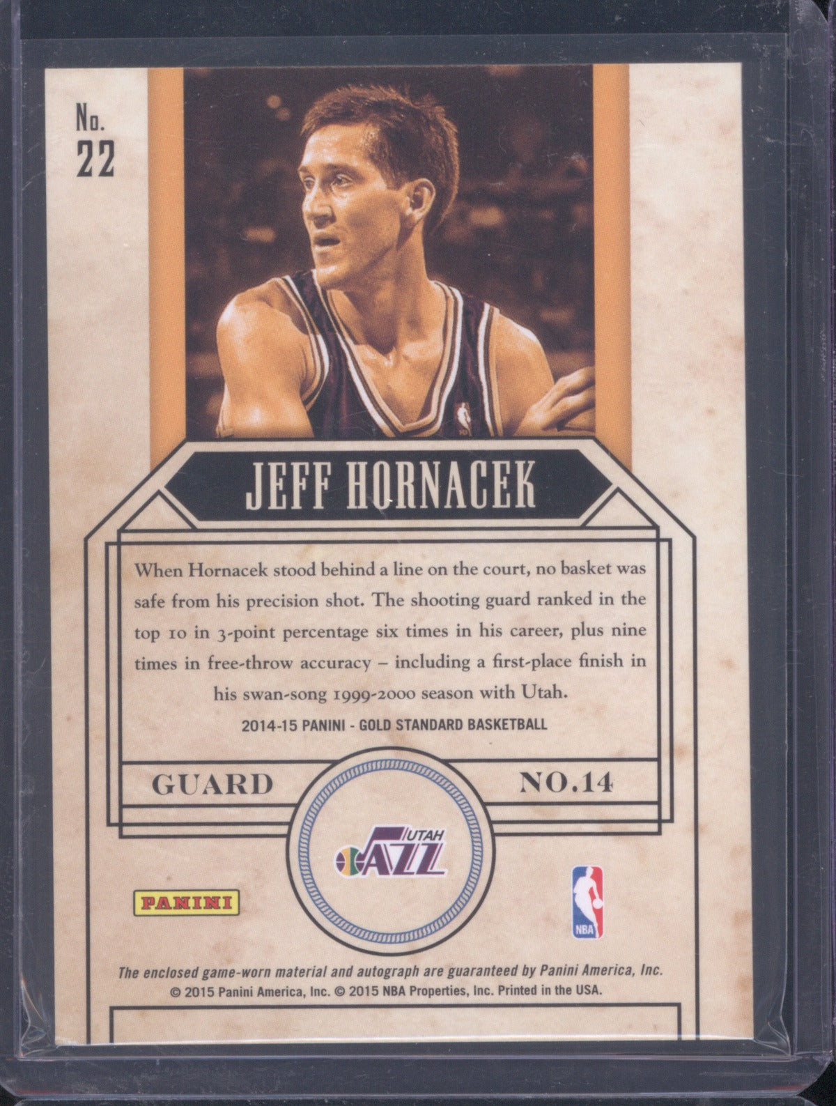 2014 Panini Gold Standard Jeff Hornacek Patch Auto 49/149