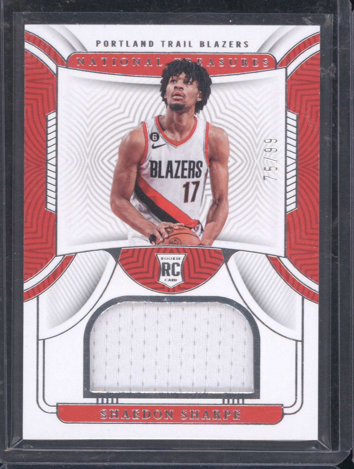 2022 Panini National Treasures Shaedon Sharpe Rookie Material 75/99