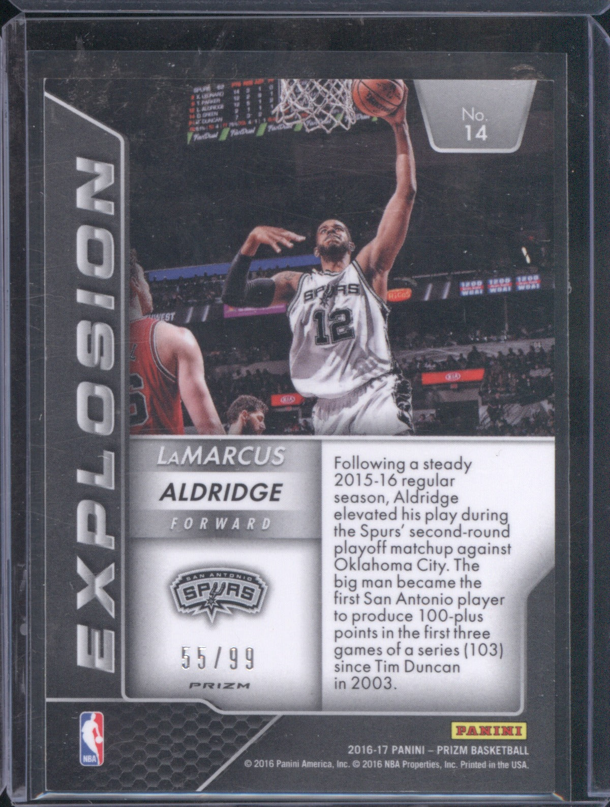 2016 Panini Prizm LaMarcus Aldridge Explosion Blue Wave 55/99