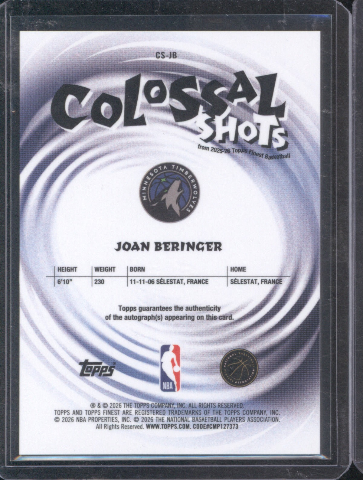 2025 Topps Finest Joan Beringer Colossal Shots Auto Geometric