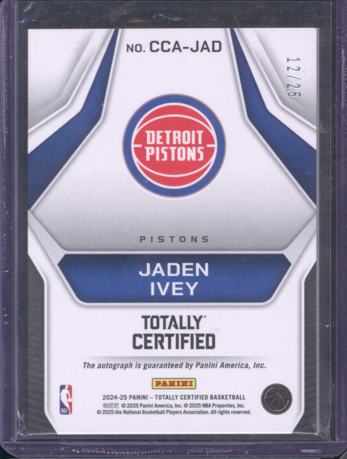 2024 Panini Totally Certified Jaden Ivey Green Camo Competitor Auto 12/25