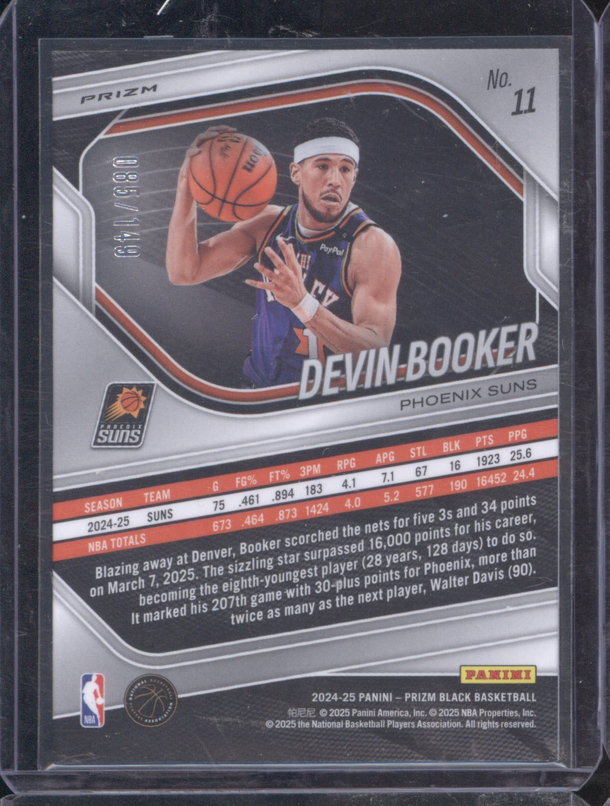 2024 Panini Prizm Black Devin Booker Purple Cracked Ice Prizm 85/149