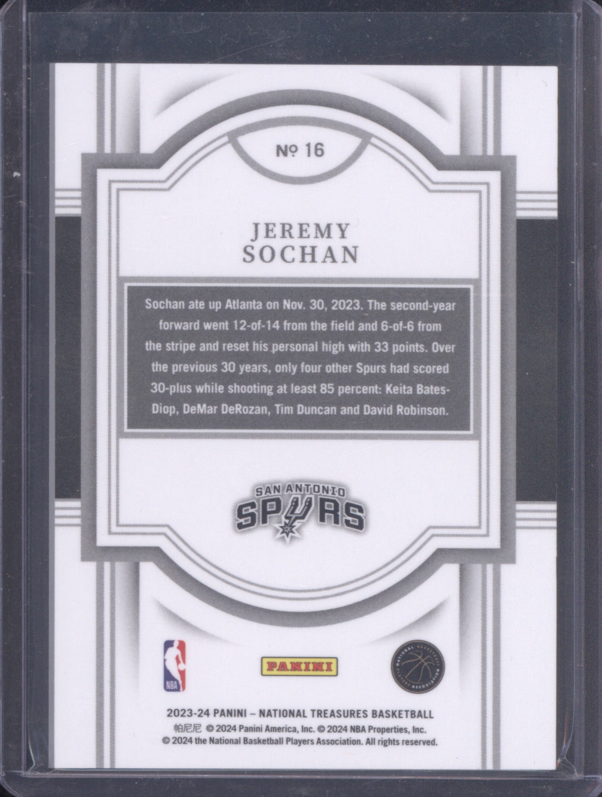 2023 Panini National Treasures Jeremy Sochan Gold 04/10