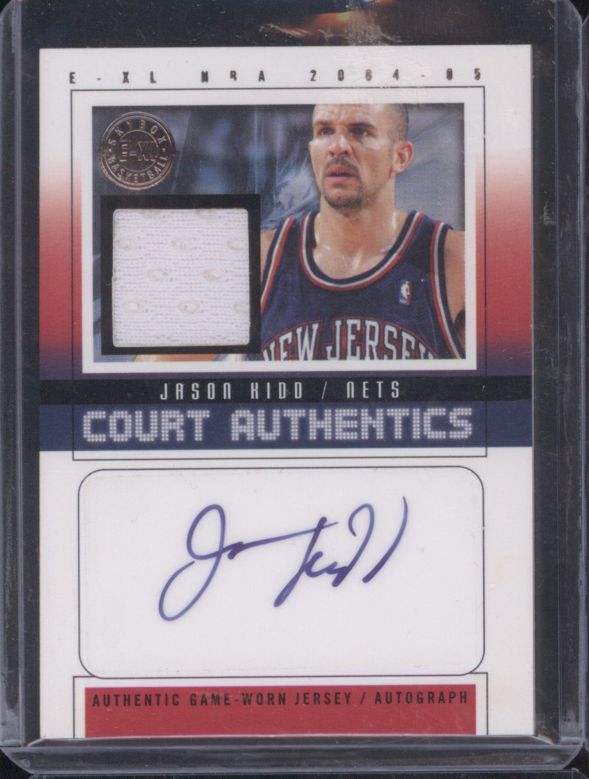 2004 Fleer E-XL Jason Kidd Court Authentics Game Used Patch Auto 12/70