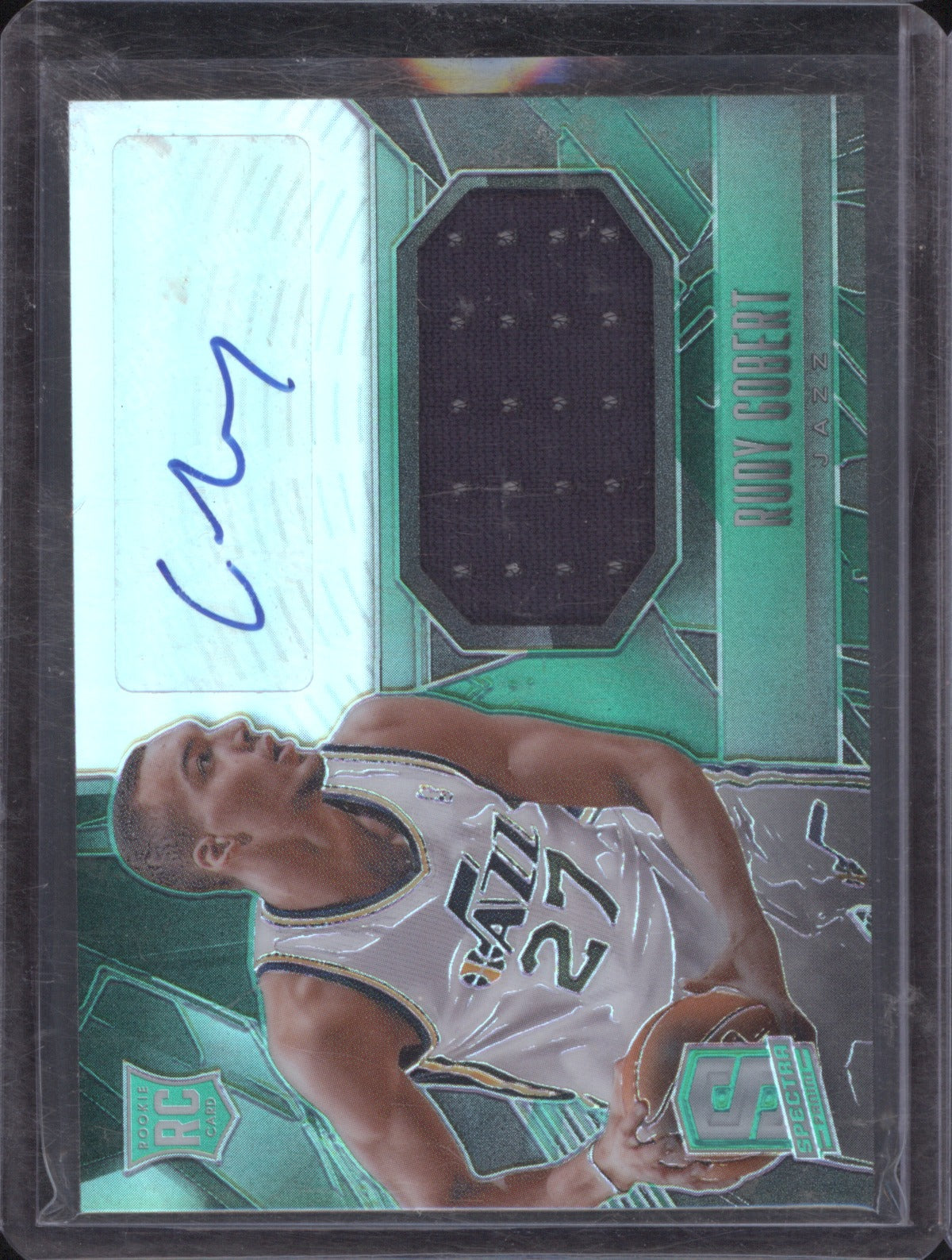 2013 Panini Spectra Rudy Gobert RC Patch Auto Green