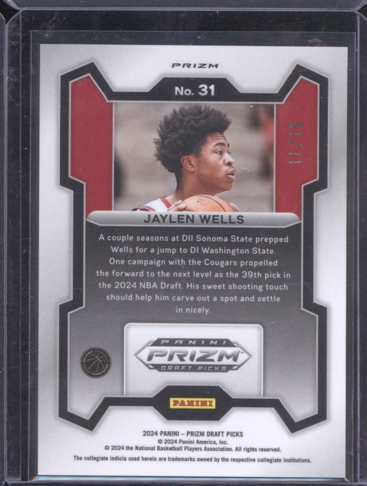 2024 Panini Prizm Draft Picks Jaylen Wells Blue Shimmer RC /19