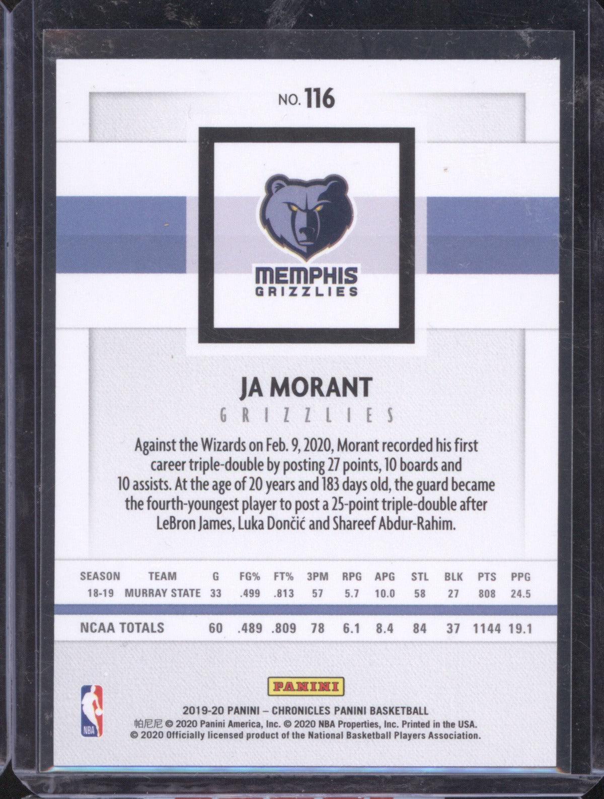2019 Panini Chronicles Ja Morant 116 Young Dolph RC