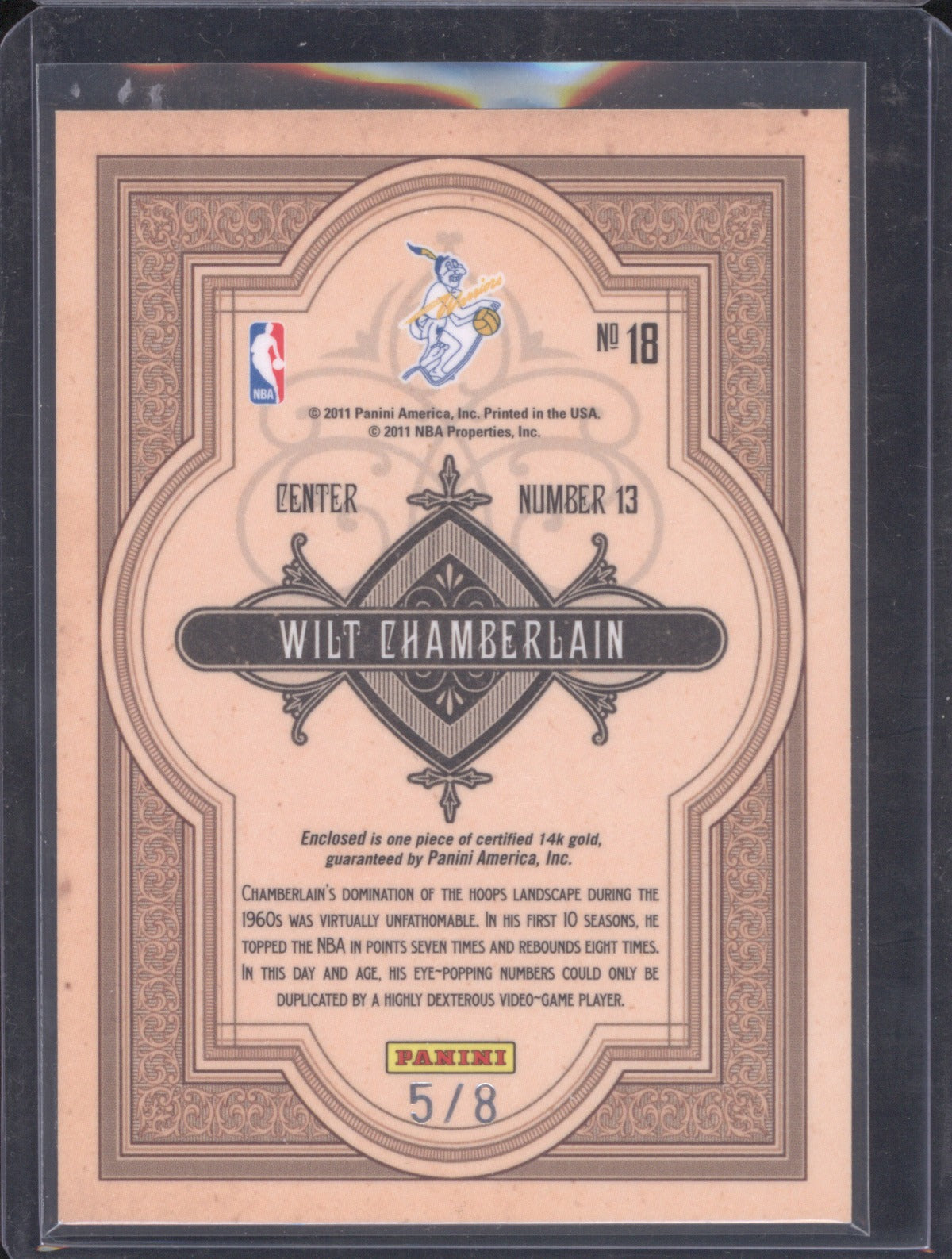 2010 Panini Gold Standard Wilt Chamberlain Gold Mining 14K Piece 5/8