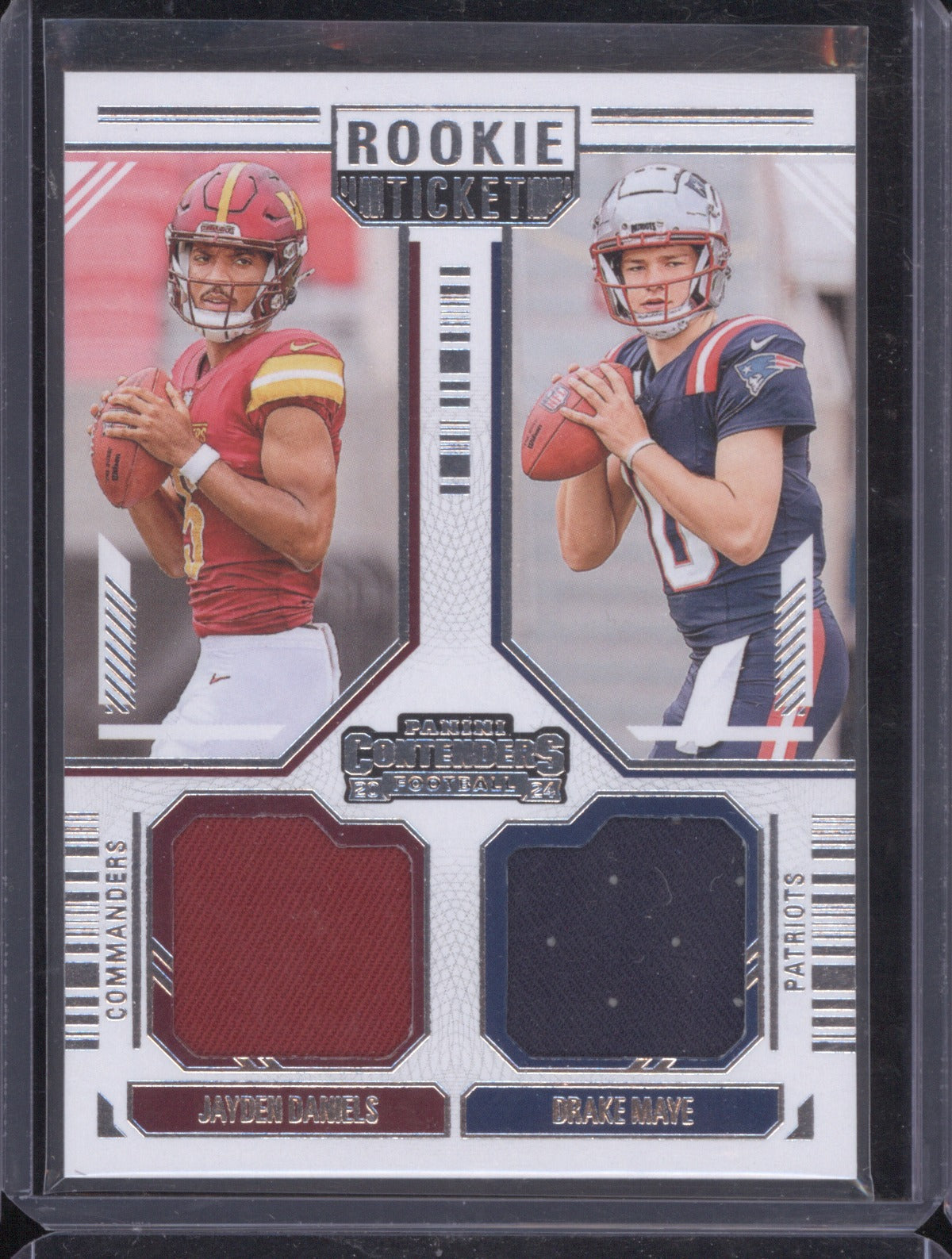 2024 Panini Contenders Jayden Daniels Drake Maye Dual Jersey Rookie Ticket