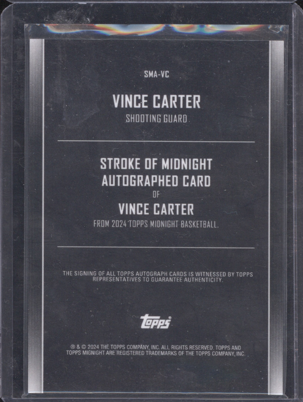 2024 Topps Midnight Vince Carter Stroke of Midnight Auto