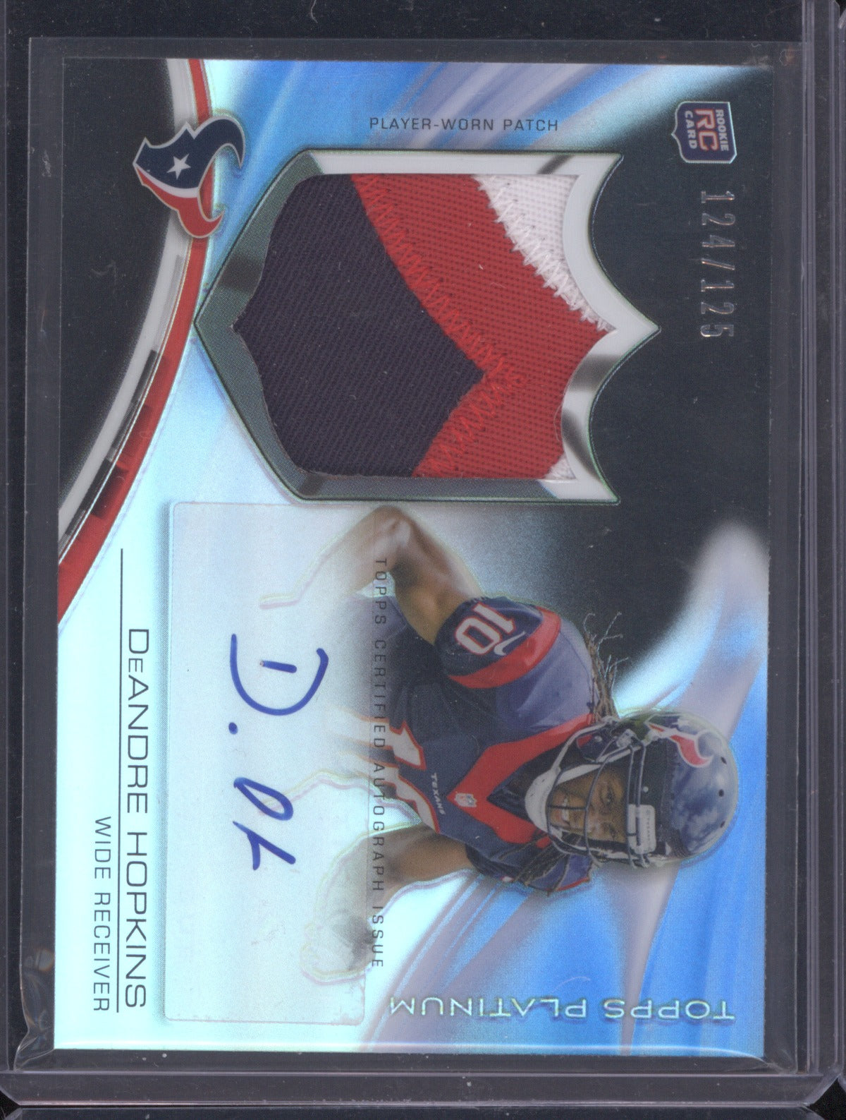 2013 Topps Platinum DeAndre Hopkins Rookie Patch Auto Blue Refractor 124/125