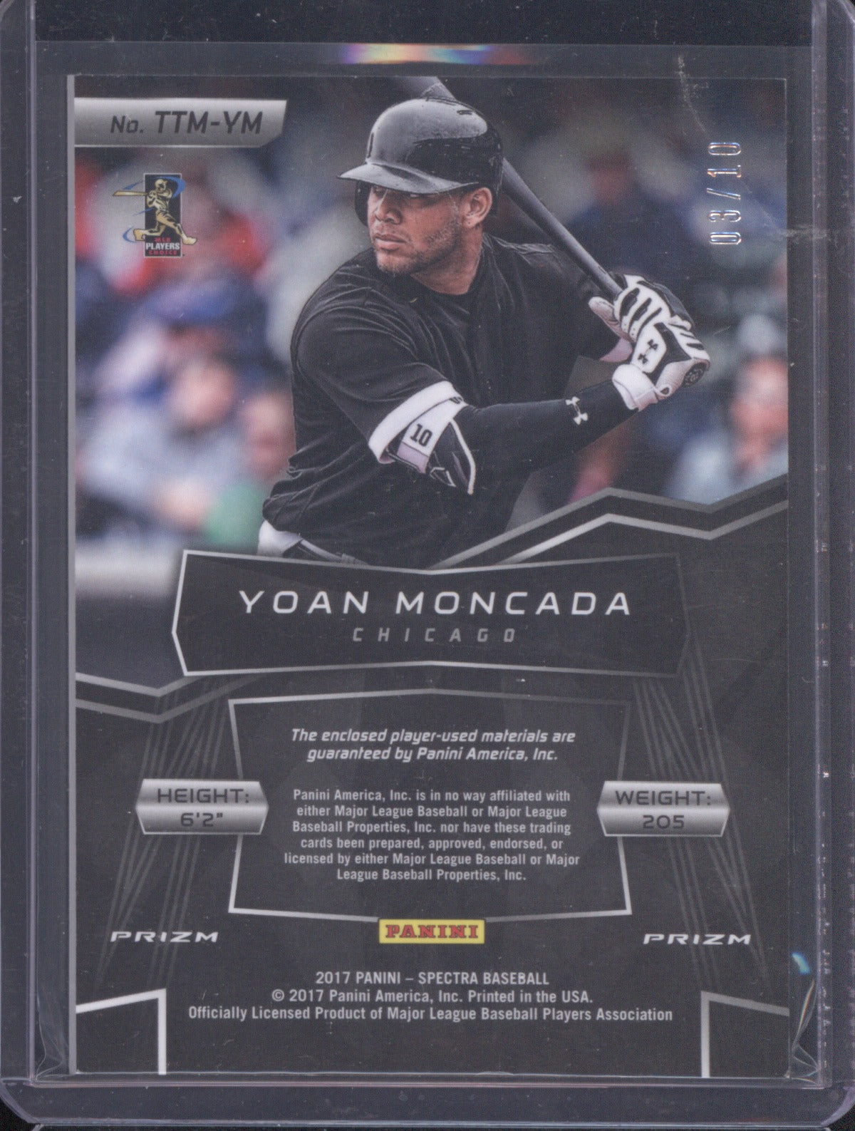2017 Panini Spectra Yoan Moncada Triple Threat Patch 3/10