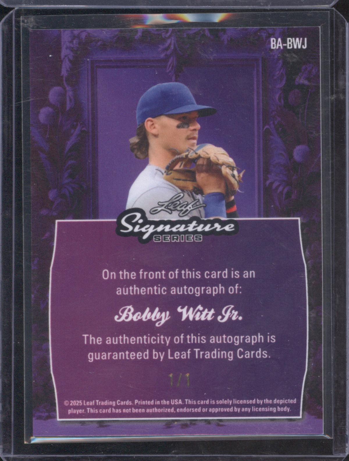 2025 Signature Series Leaf Bobby Witt Jr. Red Lava 1/1 Auto