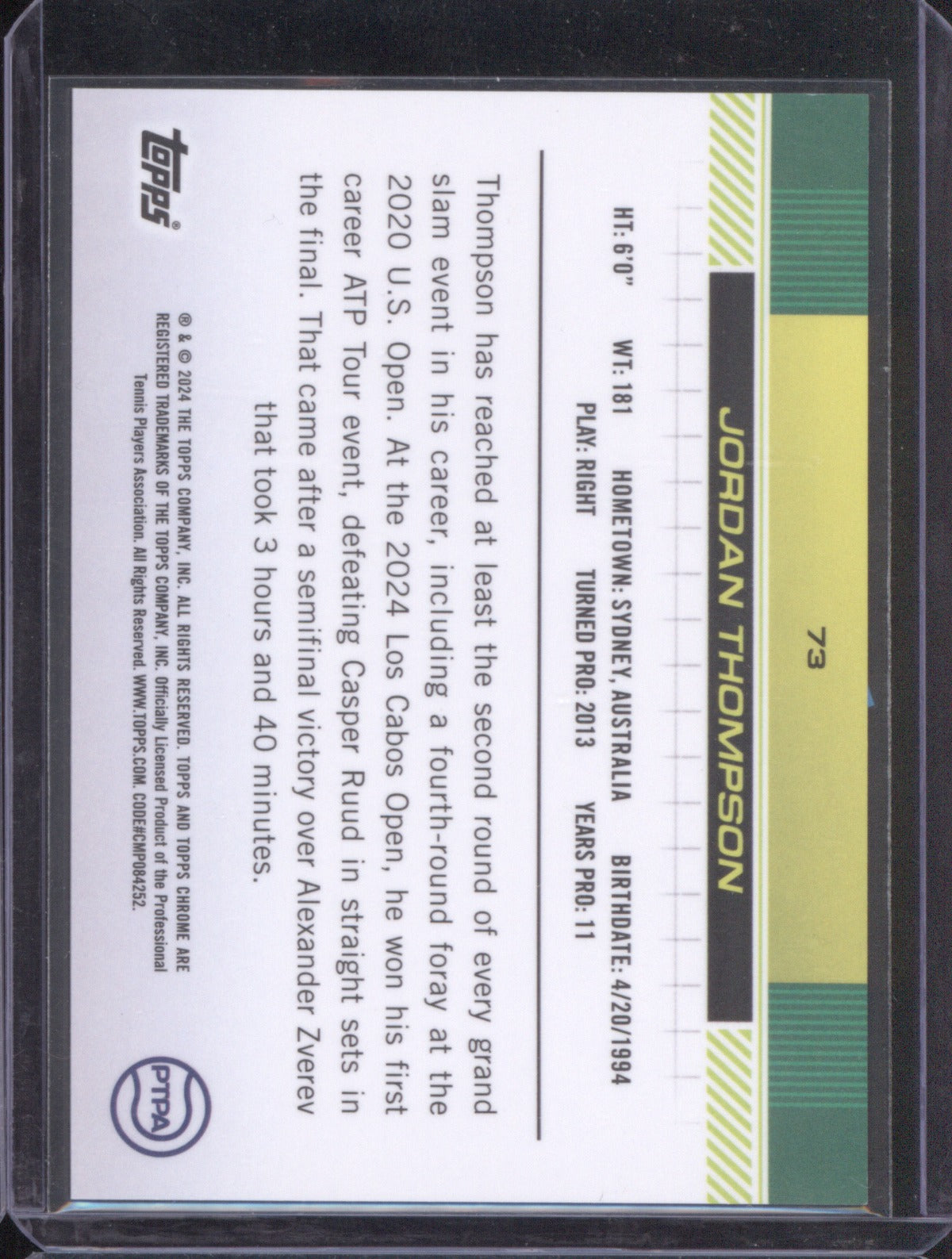 2024 Topps Chrome Jordan Thompson Purple Geometric Refractor 14/15