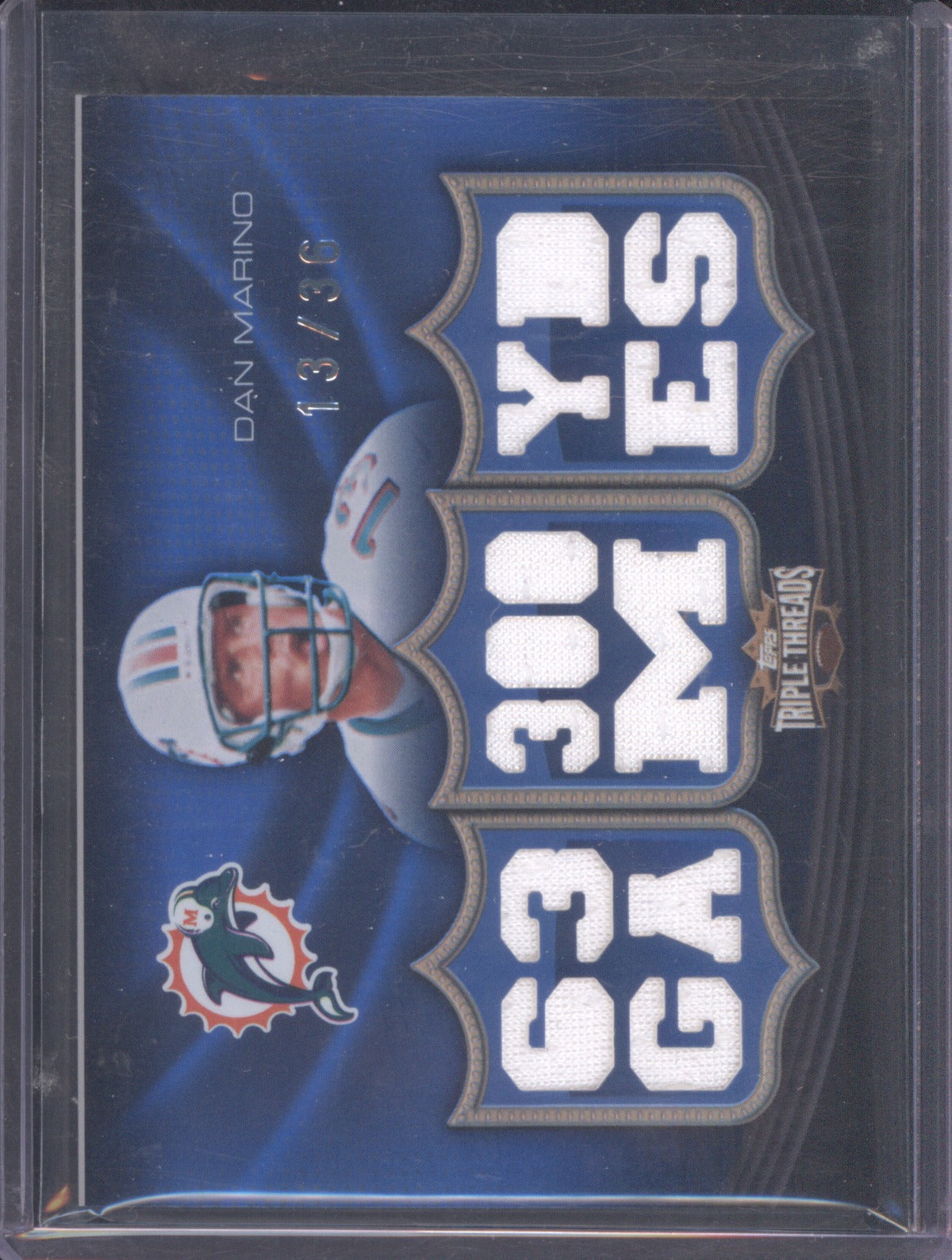 2010 Topps Triple Threads Dan Marino Game Used Jersey Blue 13/36