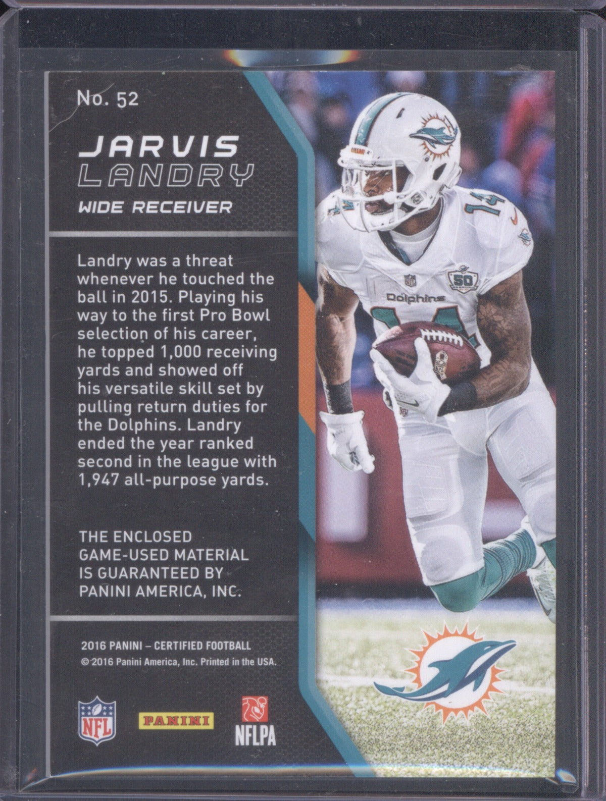 2016 Panini Certified Jarvis Landry Fabric of The Game 9/49