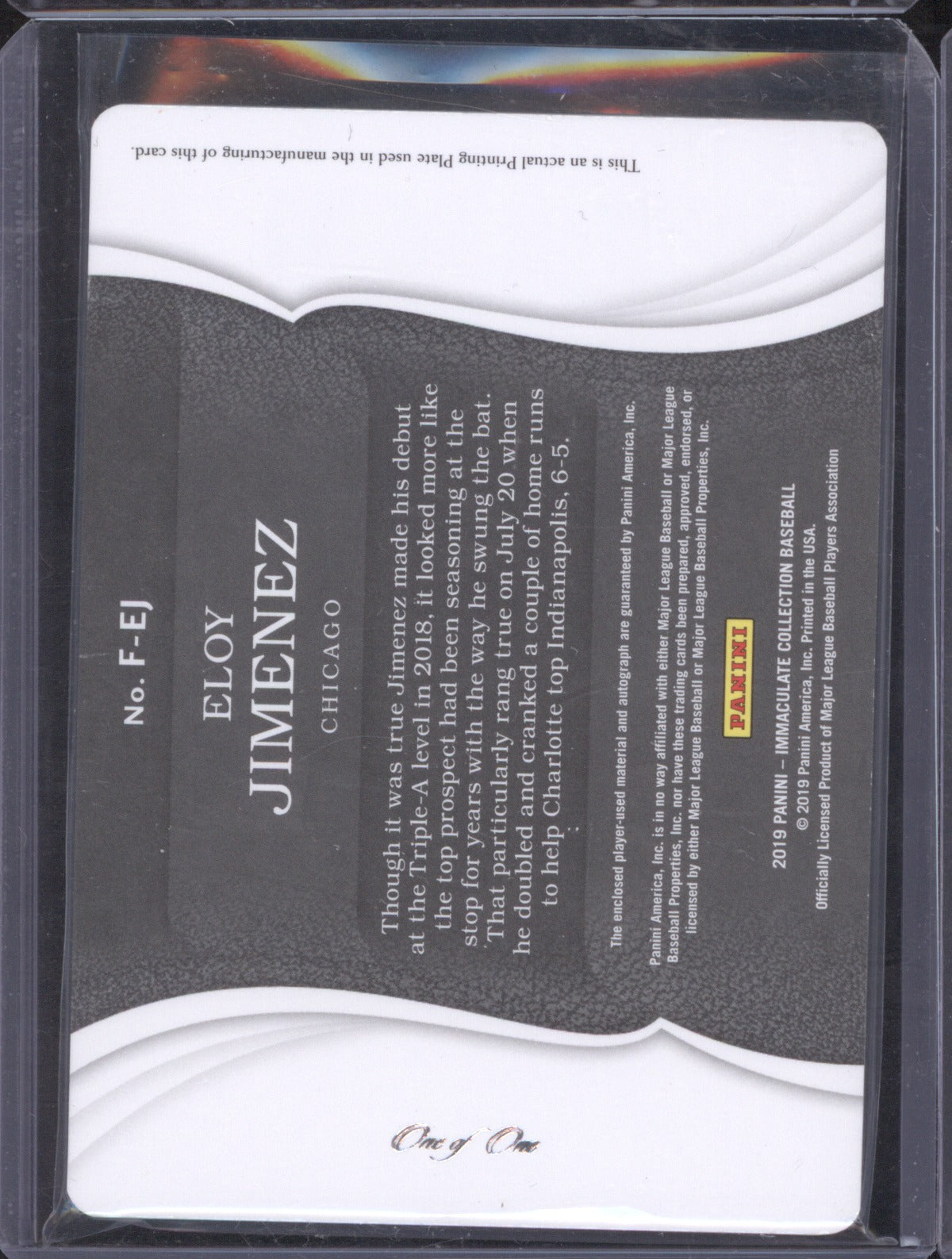 2019 Immaculate Eloy Jimenez 5 Patch Auto Printing Plate 1/1