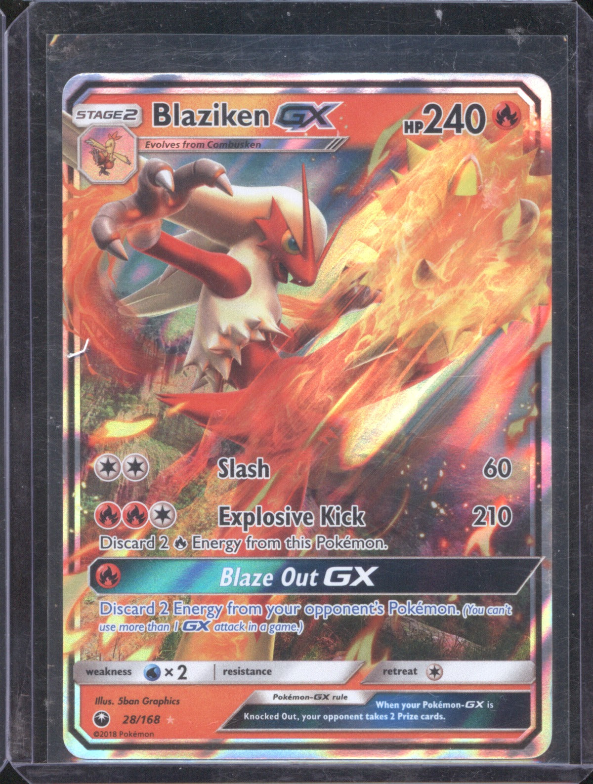 2018 Blaziken GX 28/168 Pokemon Celestial Storm Sun & Moon Ultra Rare