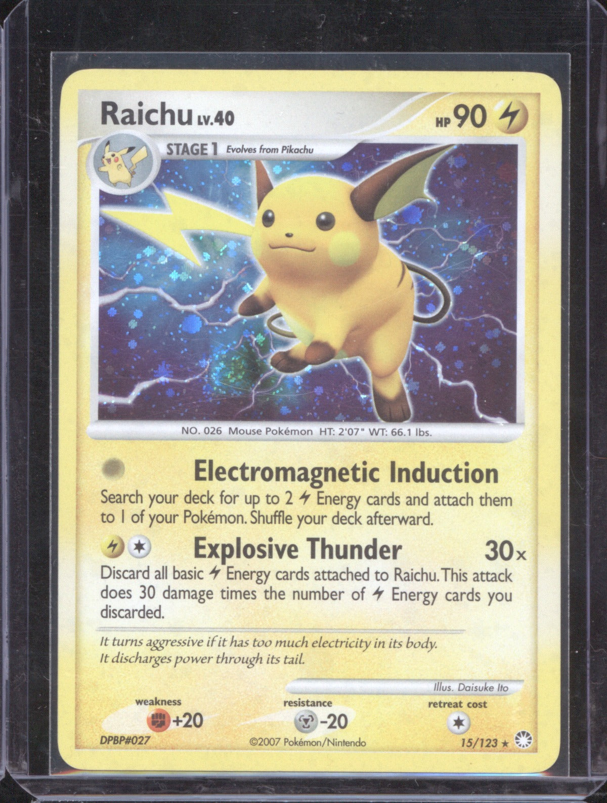 Raichu 2007 Pokémon Mysterious Treasures 15/123 Holo