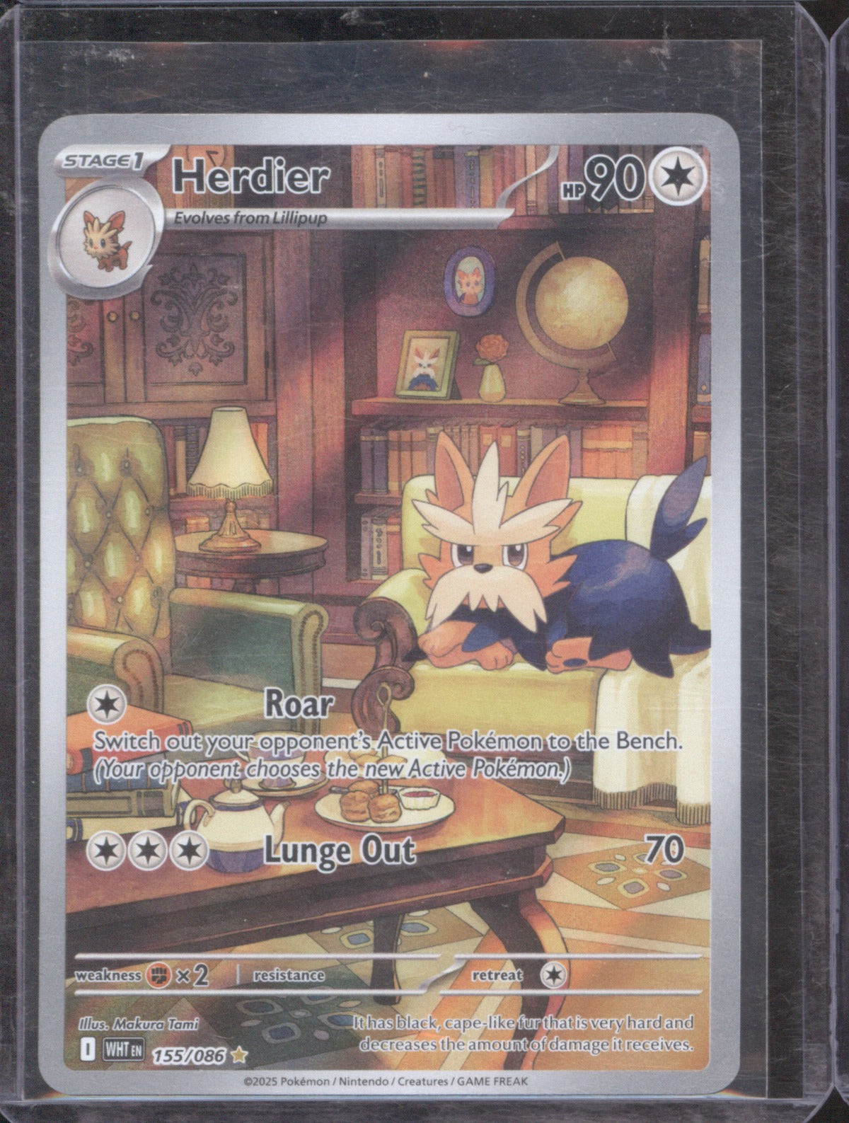 2025 Pokémon TCG Herdier White Flare Illustration Rare Card 155/086