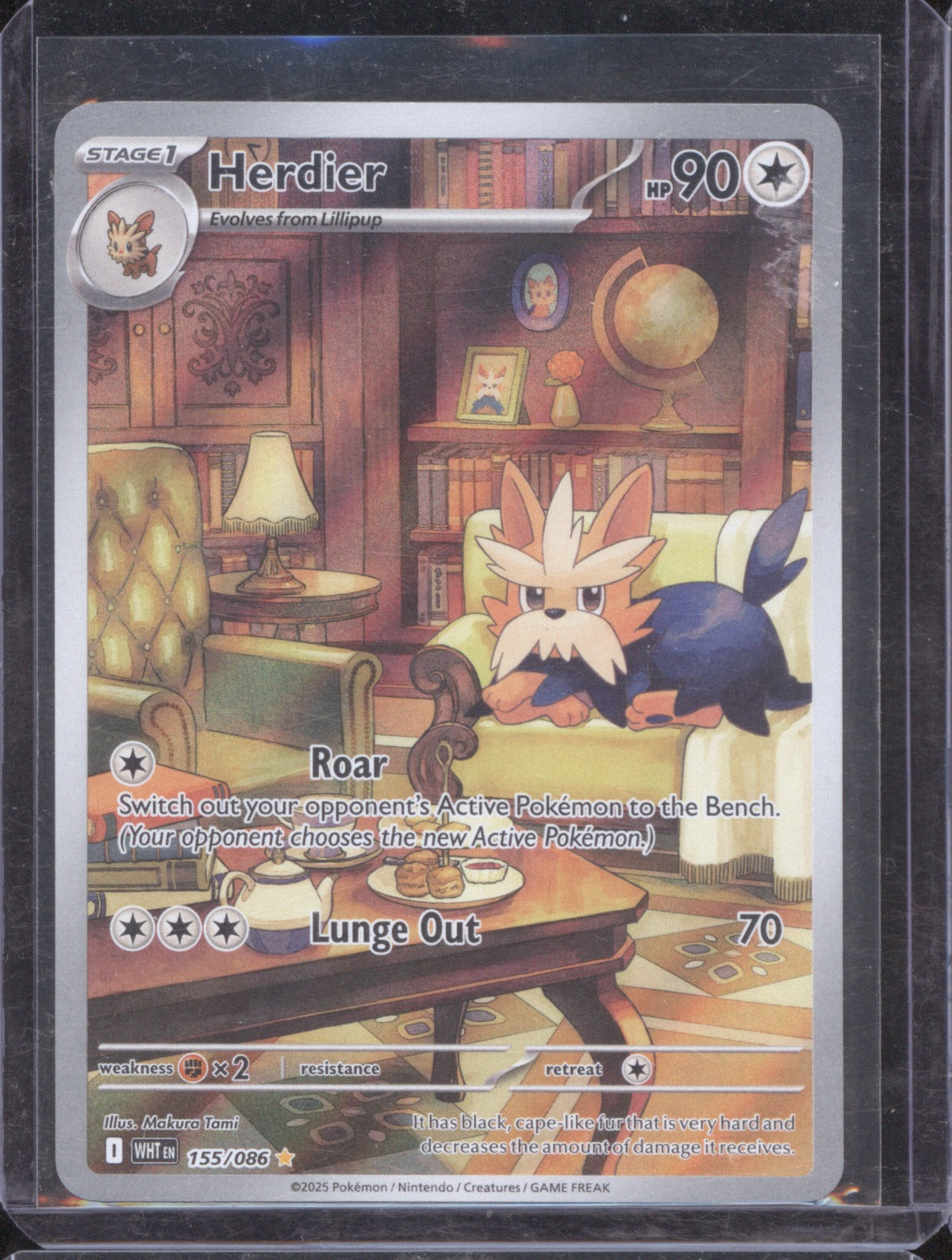 2025 Pokémon TCG Herdier White Flare Illustration Rare Card 155/086