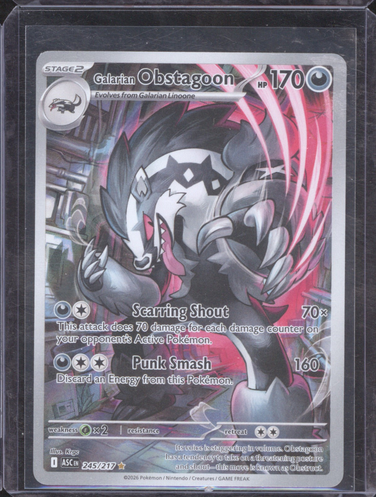 Galarian Obstagoon 2026 Pokémon Ascended Heroes 245/217 Illustration Rare