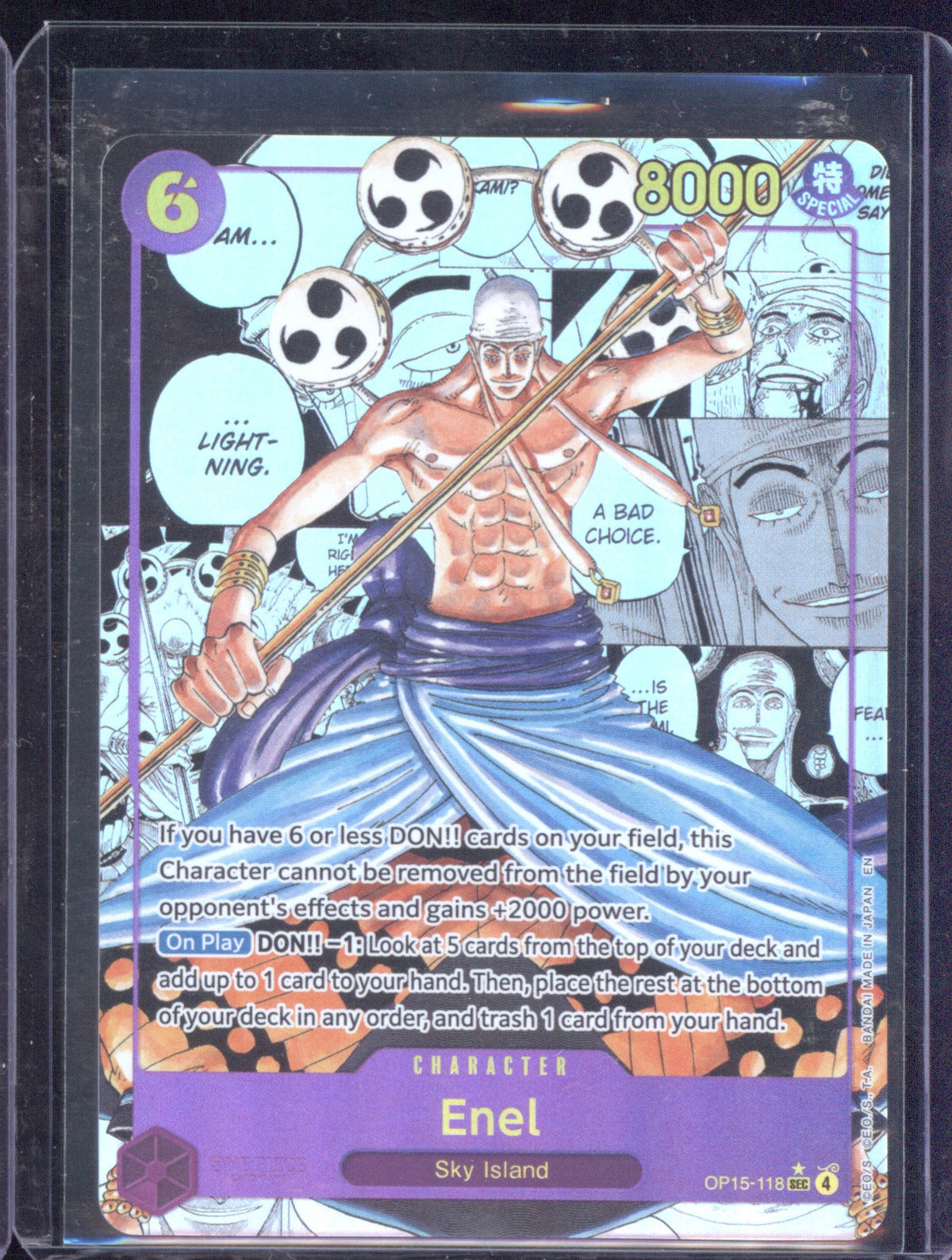 2026 One Piece OP15 Adventure on Kami's Island 118 Enel Manga Alternative Art