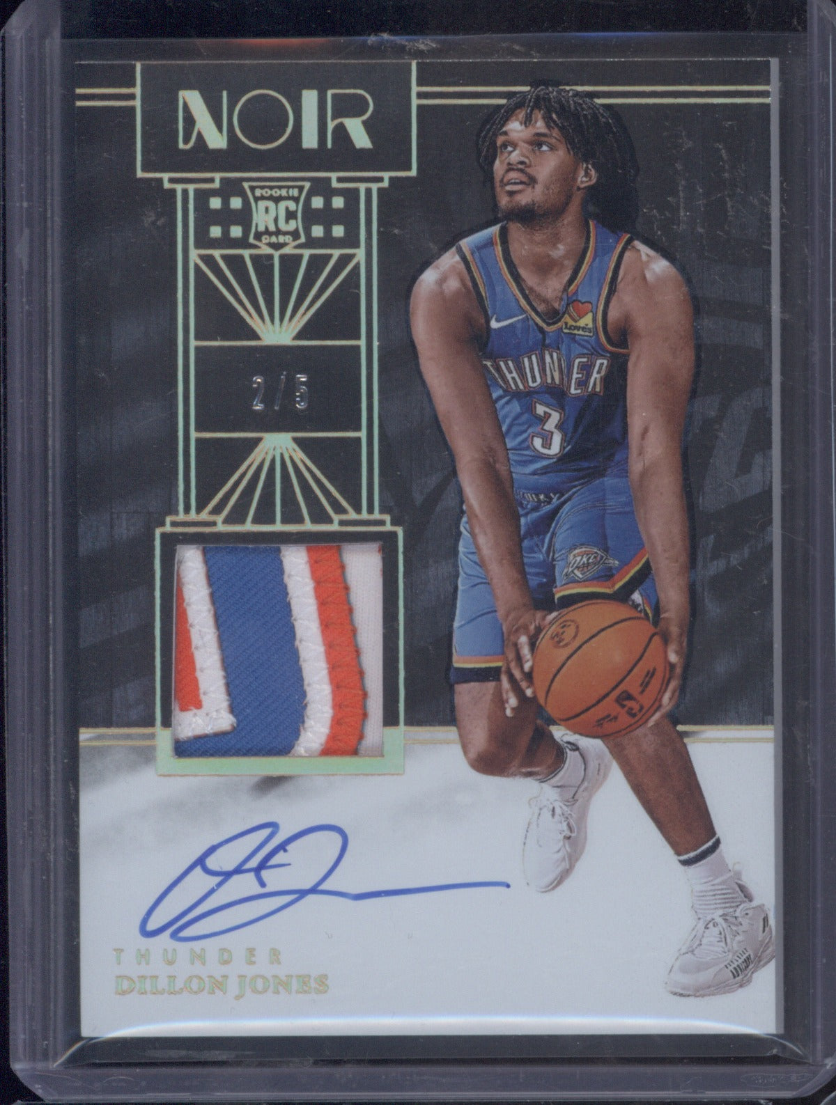 2024-25 Panini Noir 372 Dillon Jones Rookie Patch Auto International Gold 2/5 RC