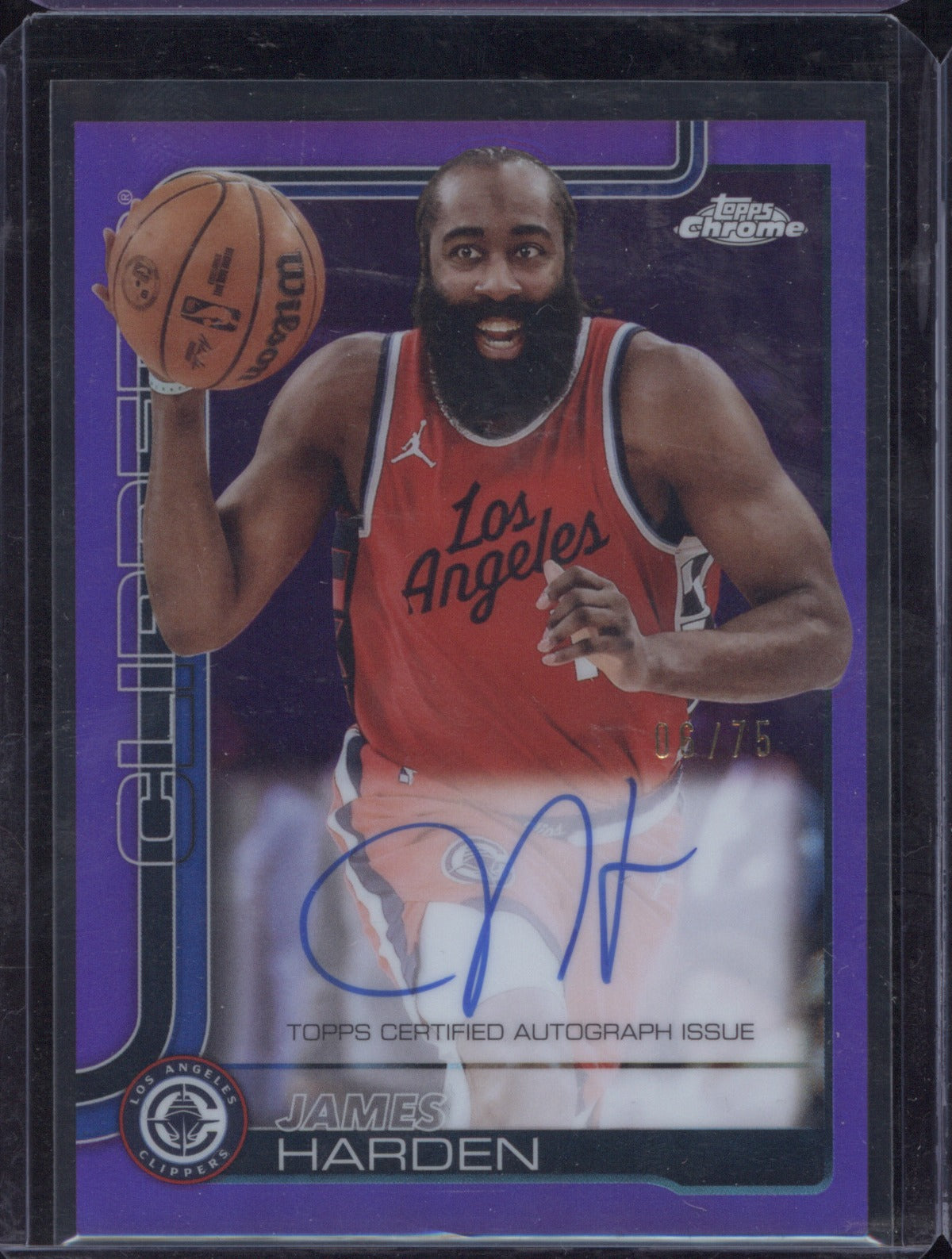 2025-26 Topps Chrome TCAJH James Harden Auto Purple 6/75