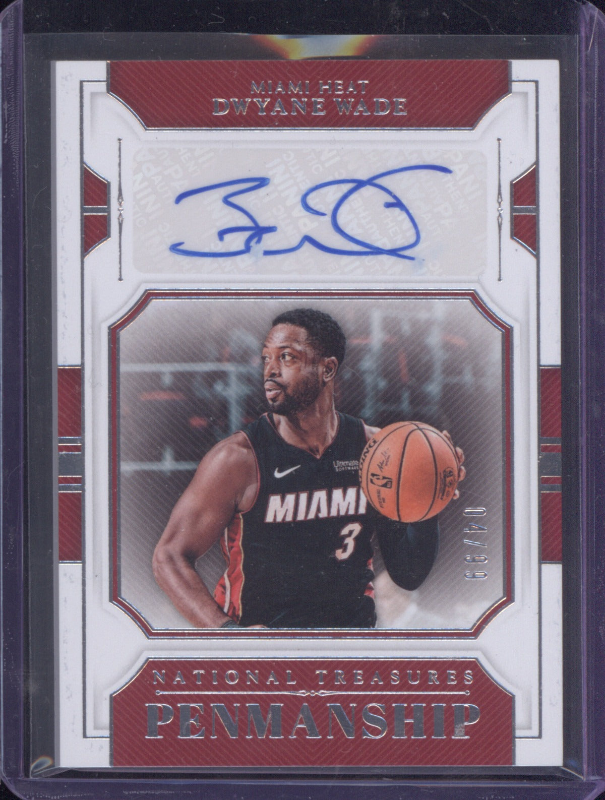 2018-19 Panini National Treasures PM-DWD Dwyane Wade Penmanship Auto 4/99