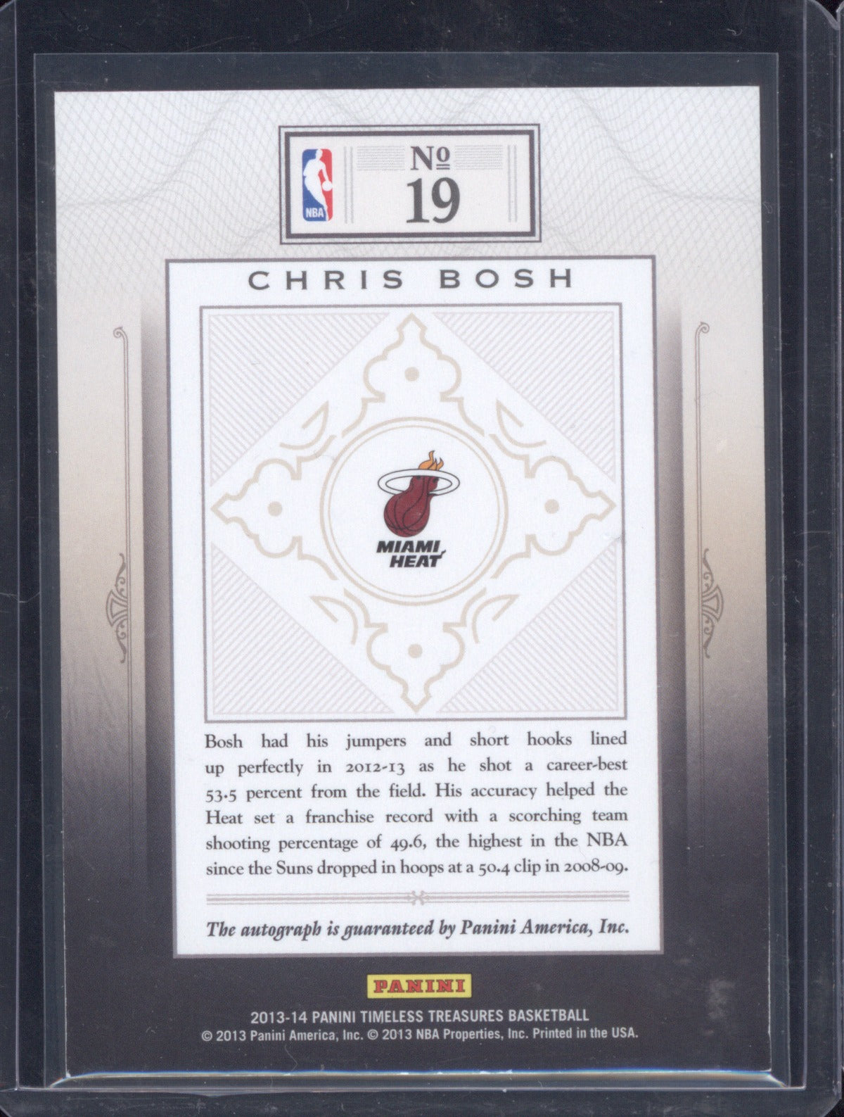 2013-14 Panini Timeless Treasures 19 Chris Bosh Treasured Ink Auto Gold 4/10