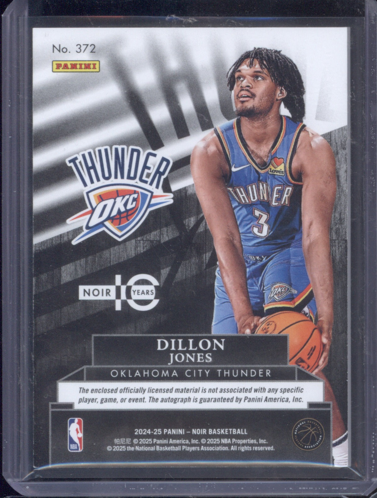 2024-25 Panini Noir 372 Dillon Jones Rookie Patch Auto International Gold 2/5 RC