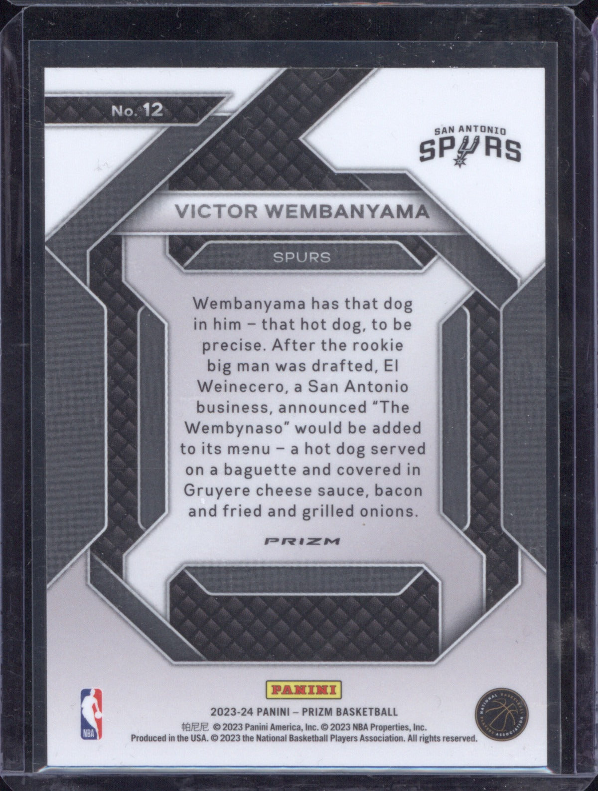 2023-24 Panini Prizm 12 Victor Wembanyama Emergent Silver RC