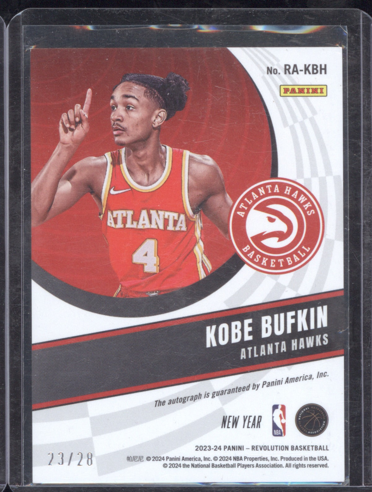 2023-24 Panini Revolution Kobe Bufkin Rookie Auto Chinese New Year 23/28 RC