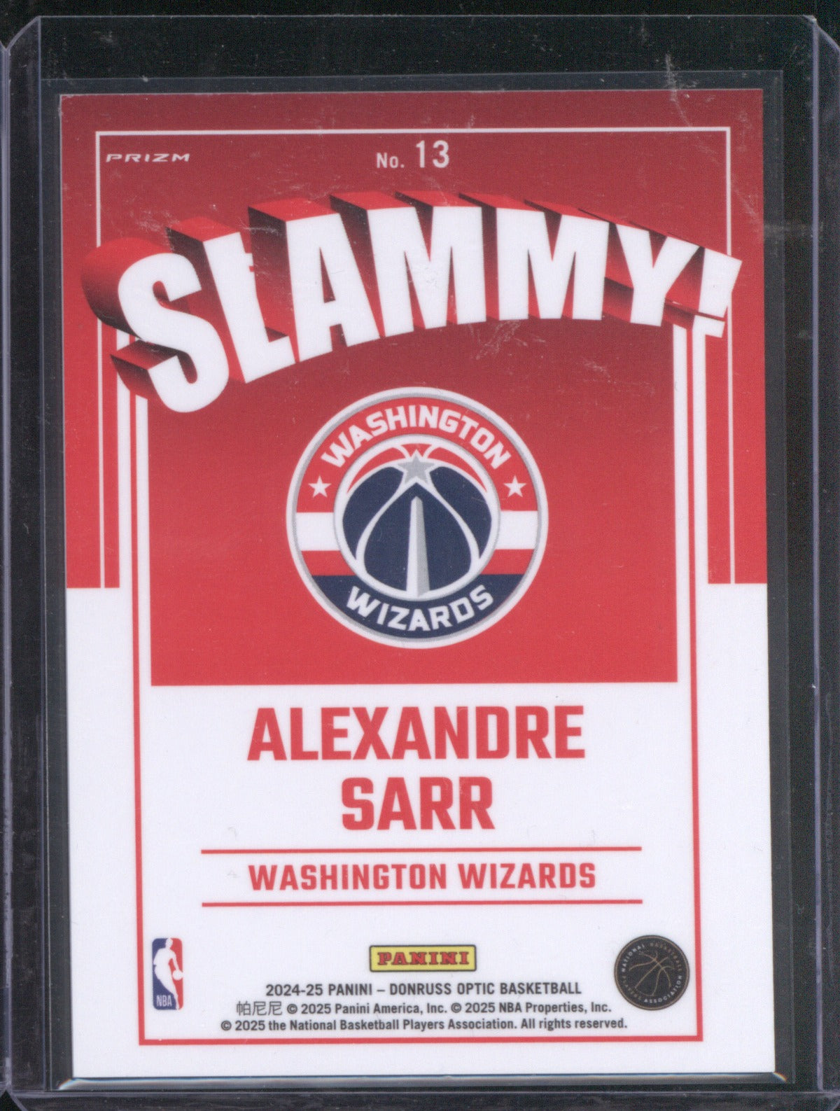 2024-25 Panini Donruss Optic 9 Alexandre Sarr Slammy RC