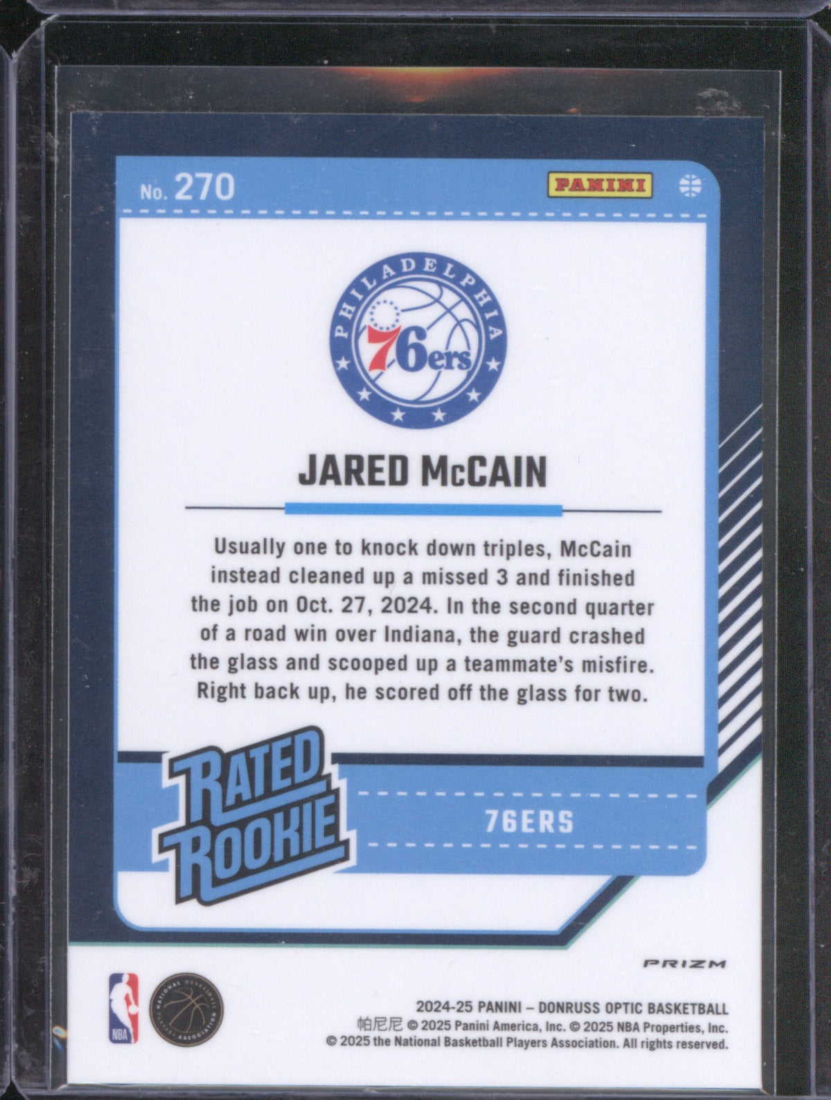 2024 Donruss Optic Jared McCain 270 RC Fast Break Holo