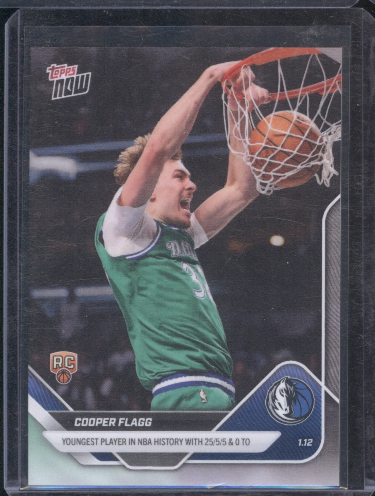 2025 Topps Now Cooper Flagg RC 124 Youngest 25/5/5 & 0 TO