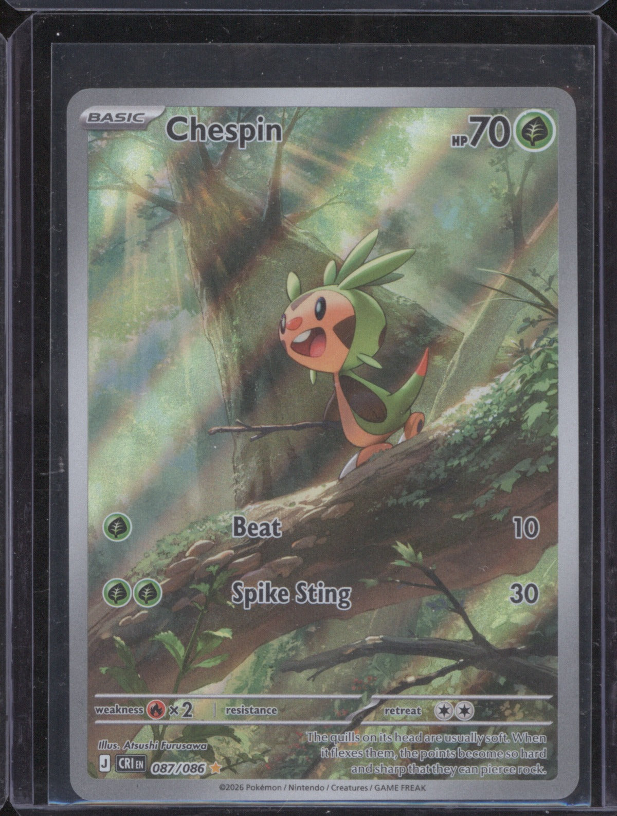 Chespin 087/086 Illustration Rare 2026 Pokémon Chaos Rising
