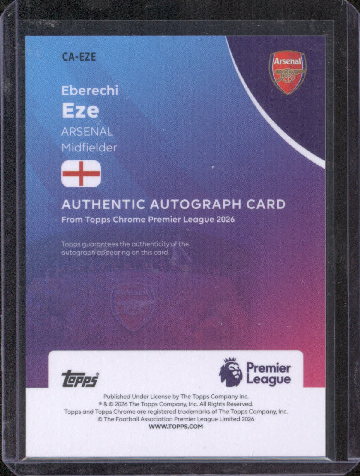 2025-26 Topps Chrome Premier League Eberechi Eze CA-EZE Black Geometric Auto /10