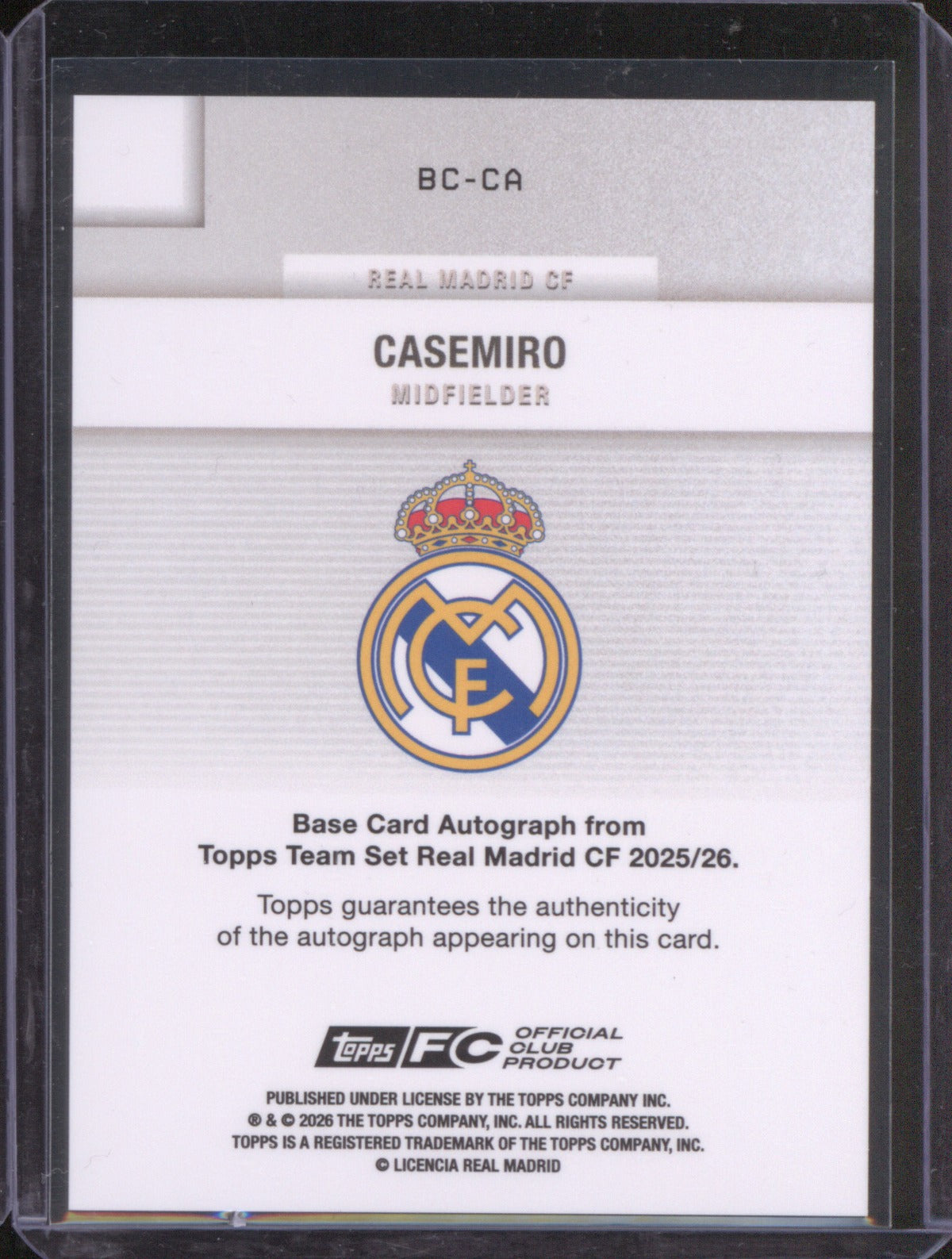 2025-26 Topps Real Madrid Team Set Casemiro Auto Red /5