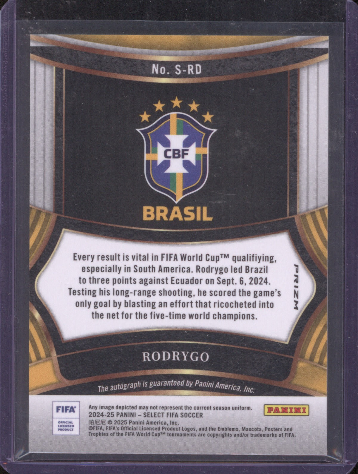 2024-25 Panini Select FIFA Rodrygo S-RD FIFA Signatures Silver Brazil