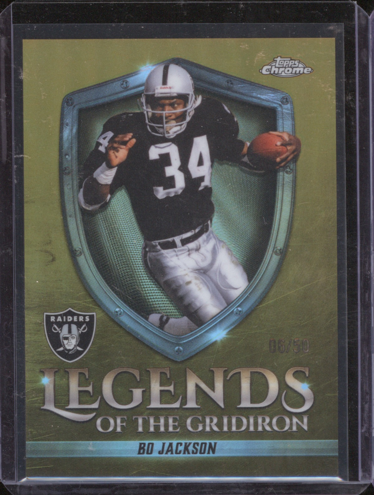 2025 Topps Chrome Bo Jackson LOG-17 Legends of the Gridiron Gold Refractor /50