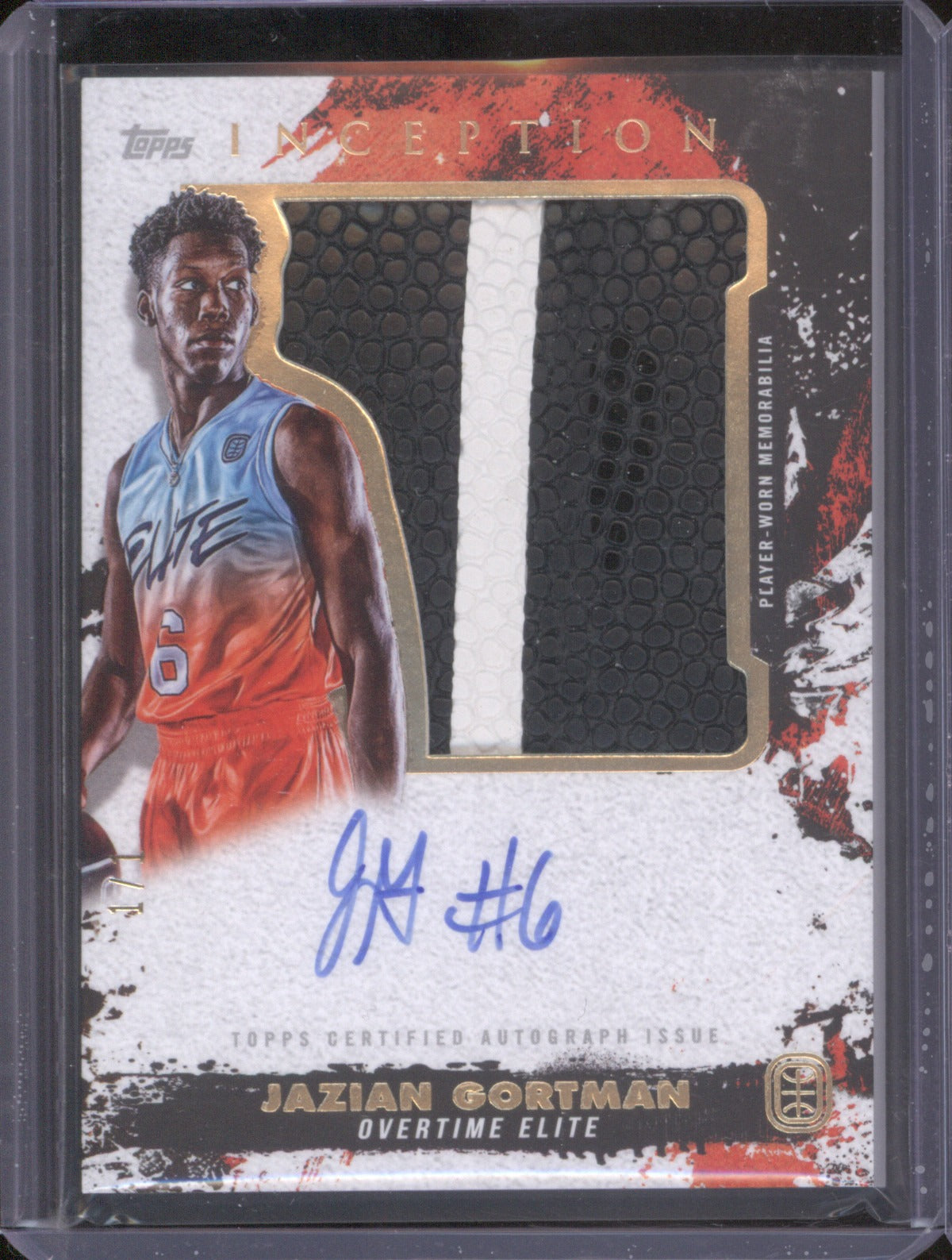 2021-22 Topps Inception Jazian Gortman IAJPC-JG Inception Auto Jumbo Relic 1/1