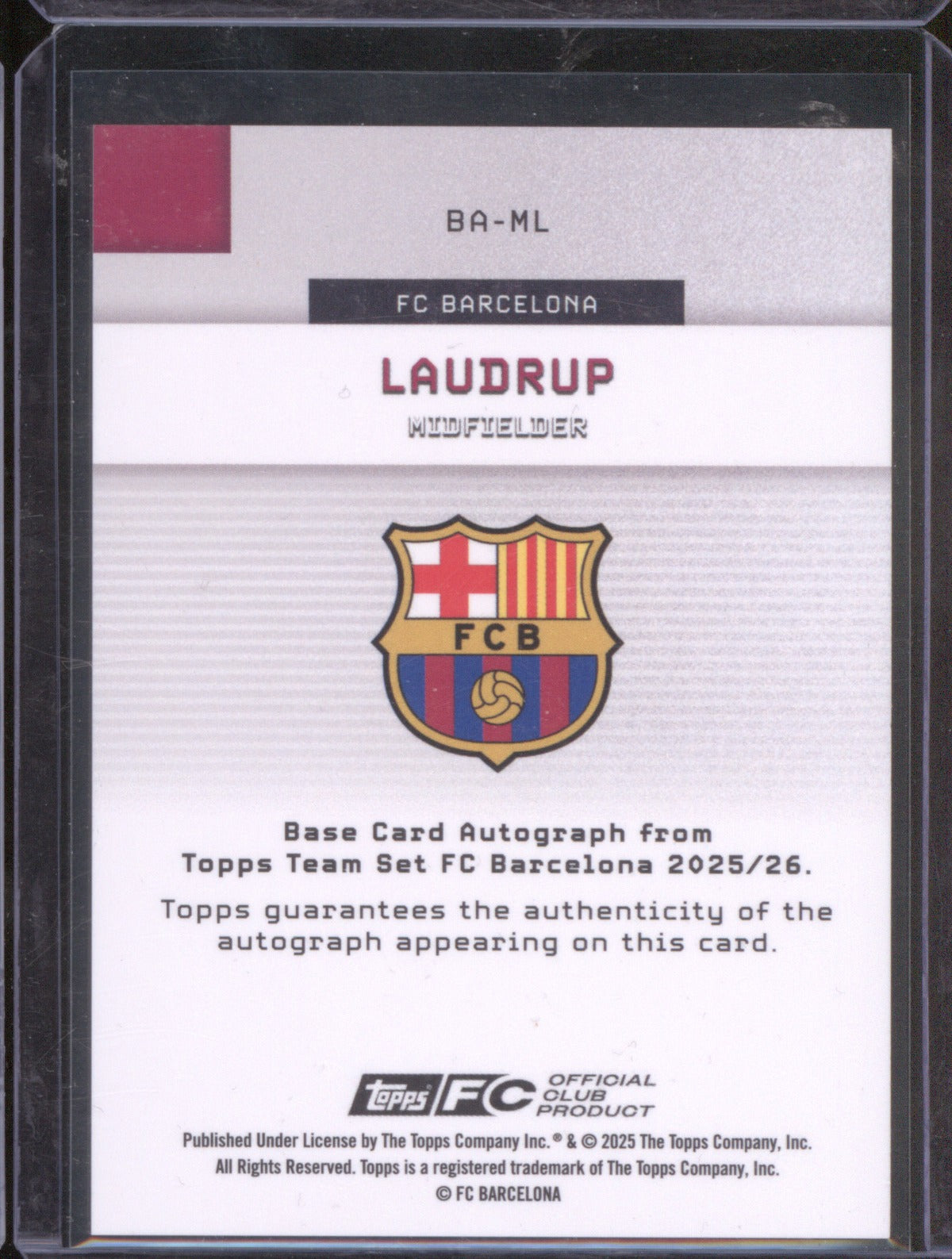 2025 Topps Team Set FC Barcelona Michael Laudrup BA-ML Blue Autograph /150