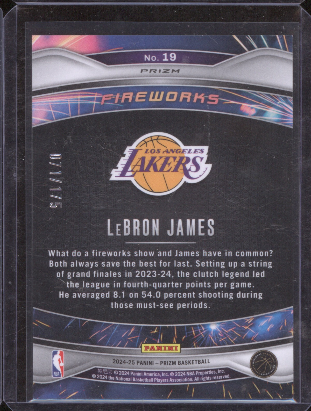 2024-25 Panini Prizm LeBron James19 Fireworks Blue Wave /175