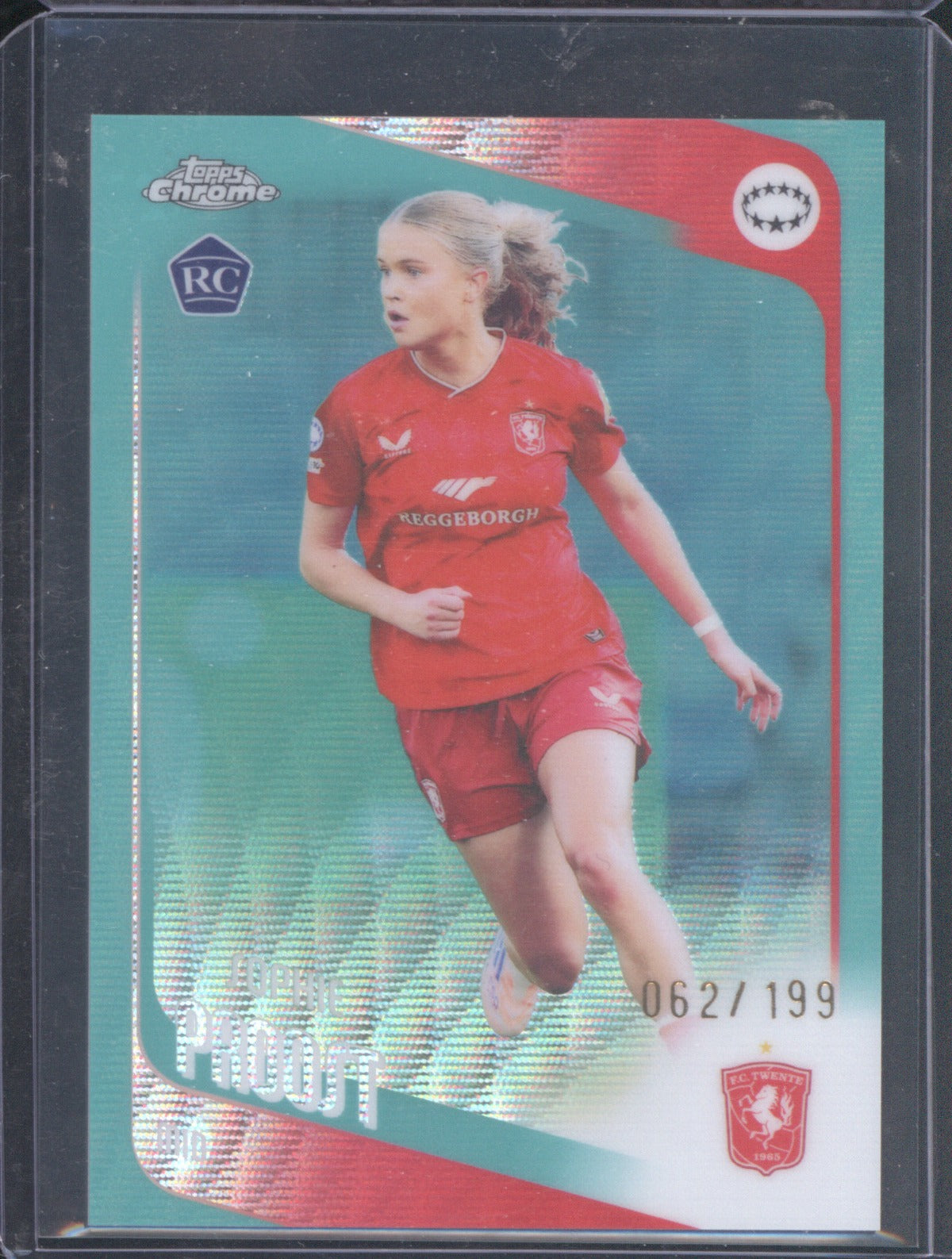 2025 Topps Chrome UEFA Women's Sophie Proost Aqua Wave RC 62/199