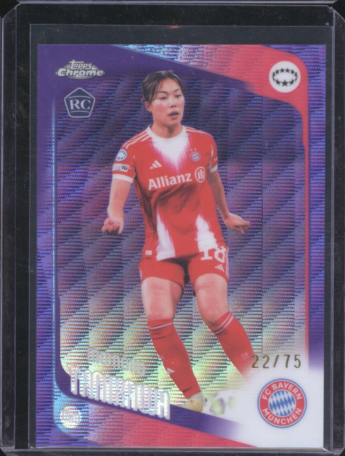Momoko Tanikawa 2025 Topps Chrome UEFA Women’s CL Purple Wave RC 22/75