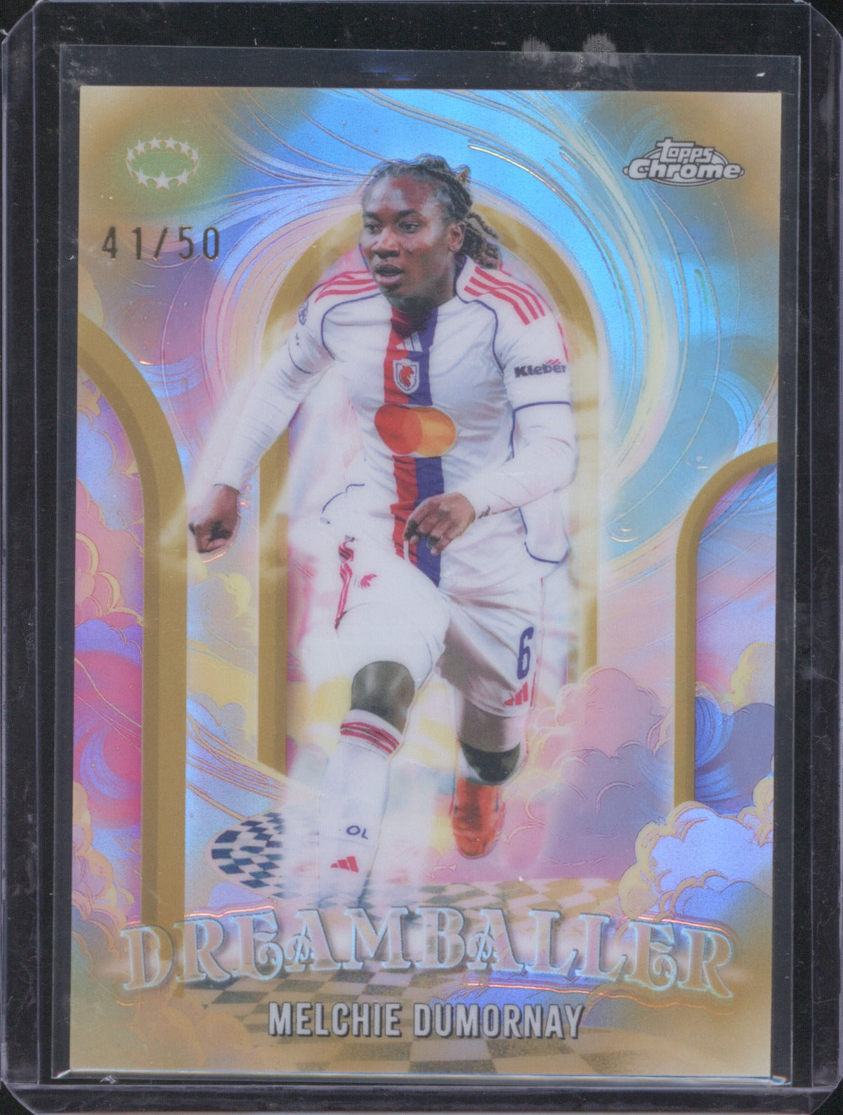 Melchie Dumornay 2025 Topps Chrome UEFA Women’s CL Dreamballer Gold 41/50