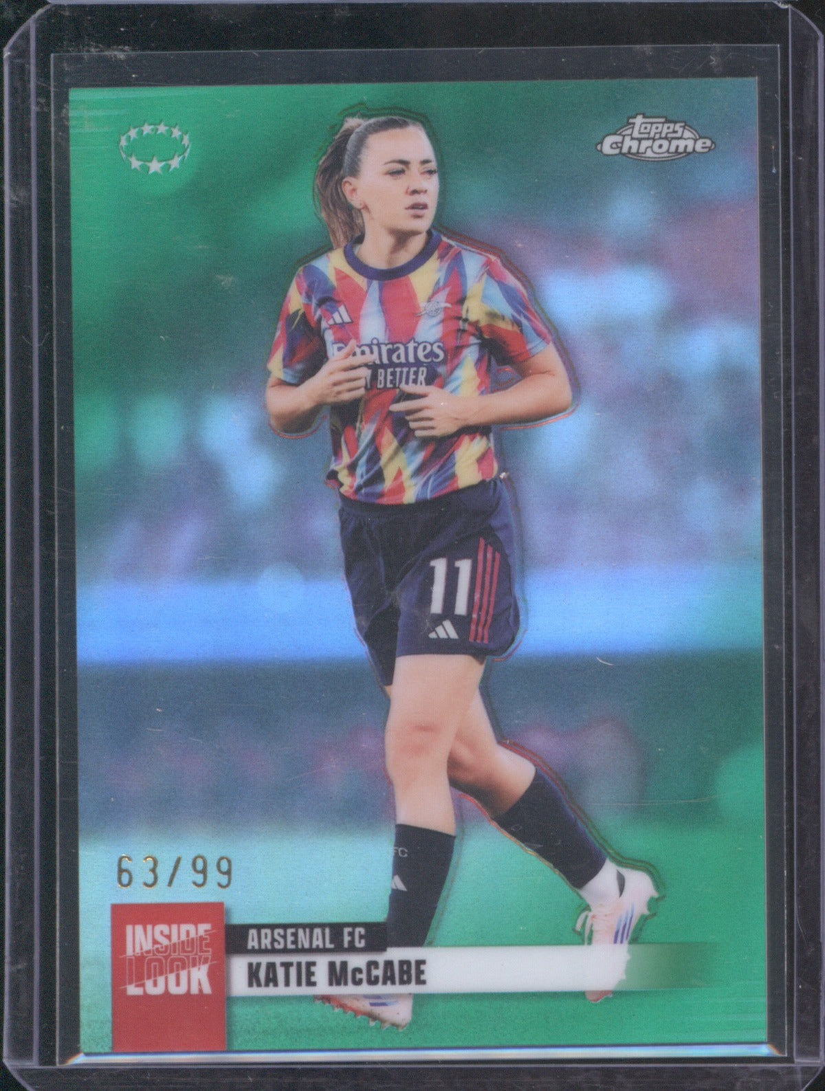 Katie McCabe 2025 Topps Chrome UEFA Women’s CL Inside Look Green Refractor 63/99