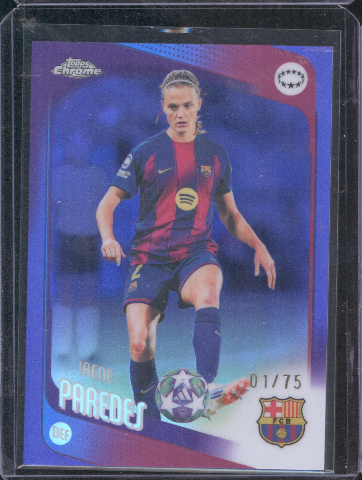 Irene Paredes 2025 Topps Chrome UEFA Women’s CL Purple 01/75